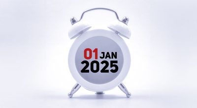réveil qui indiquer le 1er janvier 2025 afin de symboliser les changements pour les entreprises au 1er janvier 2025